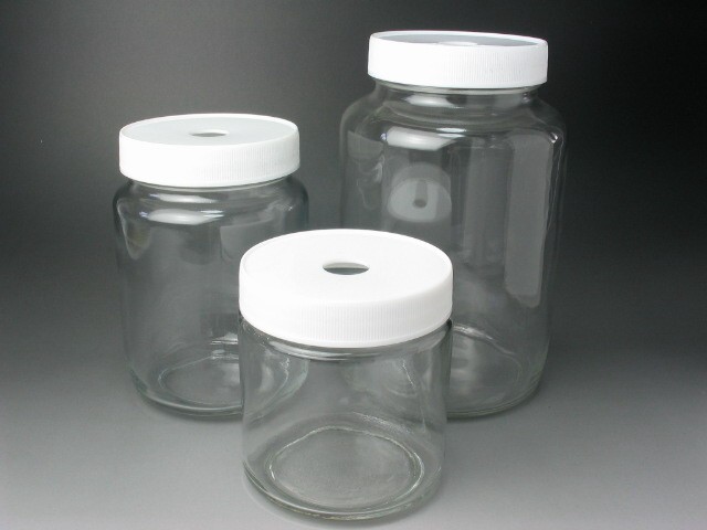 菌糸瓶用の蜂蜜ガラス瓶や広口ガラス瓶、菌糸フィルター販売